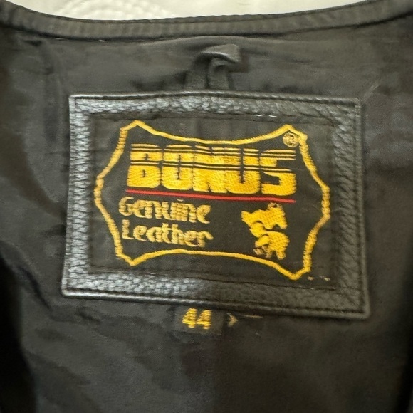 Bonus leather vest Black Size 44 VINTAGE - Picture 3 of 10